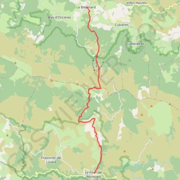 Trace GPS Chemin de Stevenson - Le Bleymard vers Le Pont-de-Montvert, itinéraire, parcours