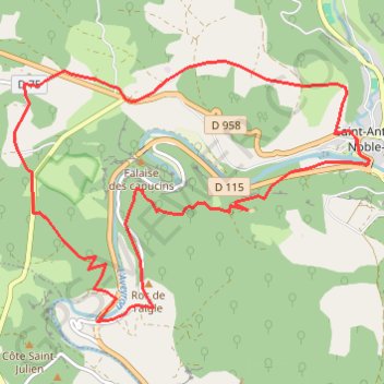 Trace GPS Autour de Saint antonin, itinéraire, parcours