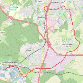 Trace GPS Fléville-devant-Nancy - Canal de Jonction, itinéraire, parcours