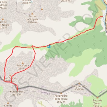 Trace GPS Puig de Campcardós depuis Porta, itinéraire, parcours
