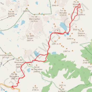 Trace GPS Pic de Moredo - Refugi Airoto, itinéraire, parcours