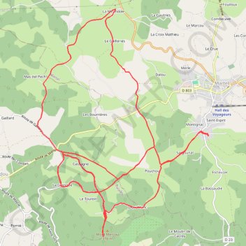 Trace GPS Balade cycliste entre martel et baladou, itinéraire, parcours