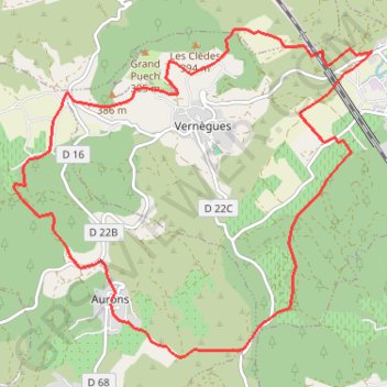 Trace GPS Autour d'Aurons, itinéraire, parcours