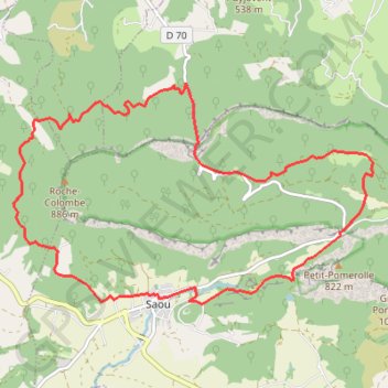 Trace GPS Rochecolombe - Saoû, itinéraire, parcours