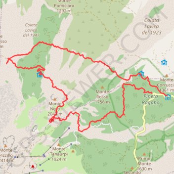 Trace GPS Monte Nero, itinéraire, parcours