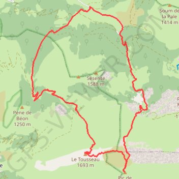 Trace GPS Pic de Coos, itinéraire, parcours