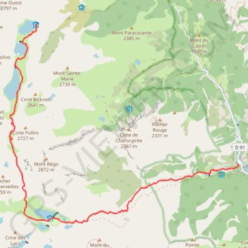 Trace GPS J6 Refuge de Valmasque - Refuge des Merveilles - Lac des Mesches, itinéraire, parcours