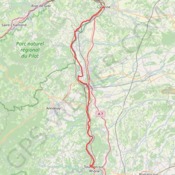 Trace GPS Jour 1 Velo 2021 Vienne Tournon sur Rhone, itinéraire, parcours