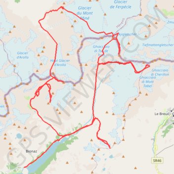 Trace GPS Tour de Valpelline, itinéraire, parcours