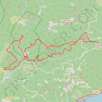 Trace GPS Randonnée au pic d'Aurelle dans le massif de l'Esterel, itinéraire, parcours