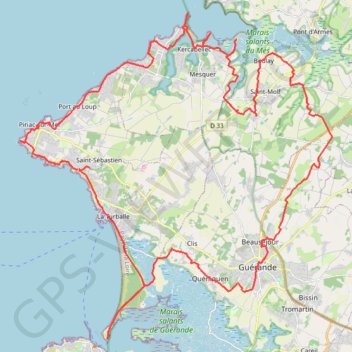 Trace GPS P1. Guérande Gr34Gr3, itinéraire, parcours