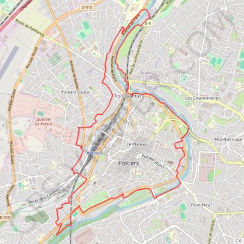 Trace GPS Tour de Poitiers Plateau, itinéraire, parcours