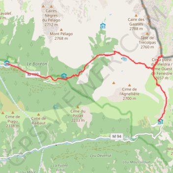 Trace GPS Traversée Pas des Ladres, itinéraire, parcours