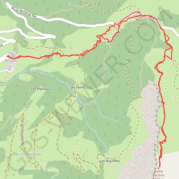 Trace GPS Roche Parstire par Boudin (Beaufortain), itinéraire, parcours