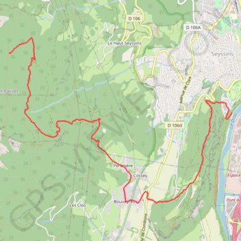 Trace GPS Bois de Poussebou - Rocher du Chatelard - Cossey, itinéraire, parcours