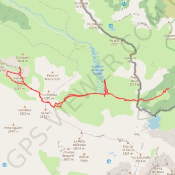 Trace GPS Castillo de Acher avec bivouac, itinéraire, parcours