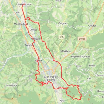 Trace GPS Autour de Bagnères-de-bigorre, itinéraire, parcours