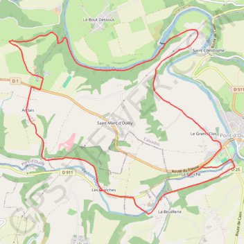 Trace GPS Pont d'Ouilly (14690), itinéraire, parcours