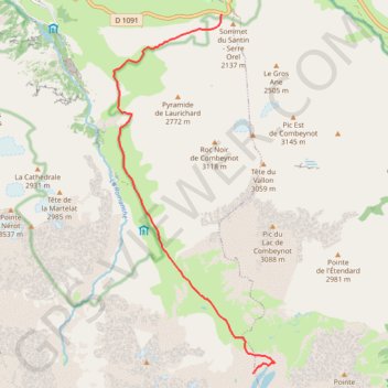 Trace GPS Col et Lacs d'Arsine (Oisans), itinéraire, parcours