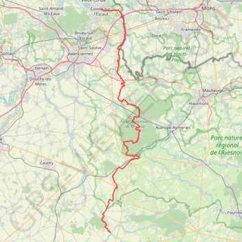 Trace GPS GR122 De Condé-sur-l'Escaut (Nord) à Hannapes (Aisne), itinéraire, parcours
