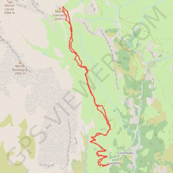 Trace GPS Monte Ciarmetta-sella Est, itinéraire, parcours
