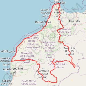 Trace GPS Maroc en boucle depuis Tanger, itinéraire, parcours