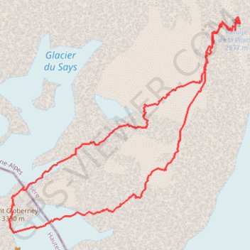 Trace GPS Mont Gioberney, itinéraire, parcours