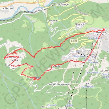 Trace GPS Des Coches par Crevallet - Praz Salvard - La Pierra à Monchavin, itinéraire, parcours