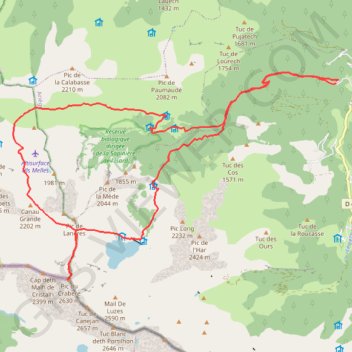 Trace GPS Pic de Crabère en boucle par l'étang d'Araing, itinéraire, parcours