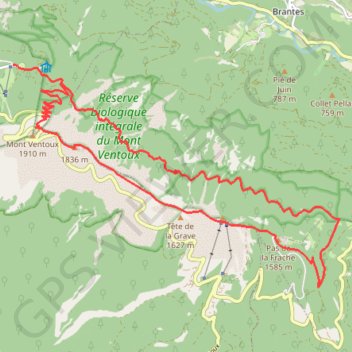 Trace GPS Crêtes et corniche nord du Mont Ventoux - Beaumont-du-Ventoux, itinéraire, parcours