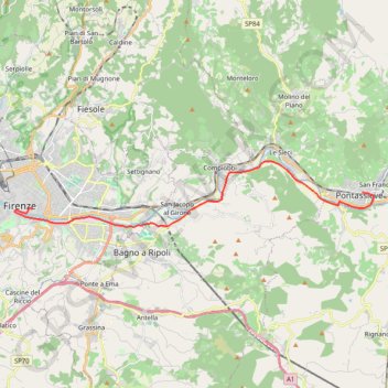 Trace GPS De Pontassieve à Florence, itinéraire, parcours