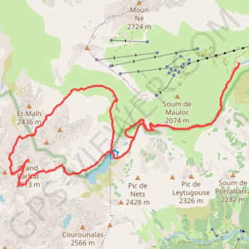 Trace GPS Le Grand Barbat par la voie Ledormeur (retour col d'Ilhéou), itinéraire, parcours