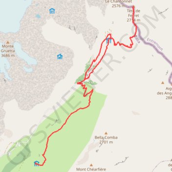 Trace GPS Refuge Walter Bonatti - Tête de Ferret, itinéraire, parcours