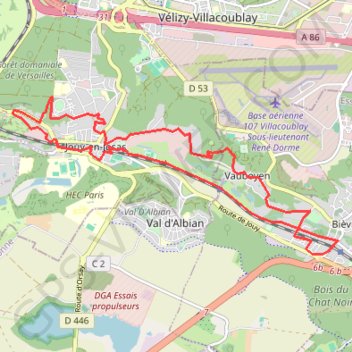 Trace GPS Bièvres - Jouy en Josas, itinéraire, parcours