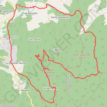 Trace GPS Plan de la Tour-Le San Peire-Menhir de Prat Bourdin, itinéraire, parcours