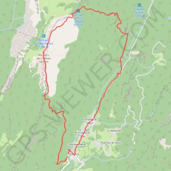 Trace GPS Rochers de Chalves en boucle depuis la Pont du Gua (Chartreuse), itinéraire, parcours