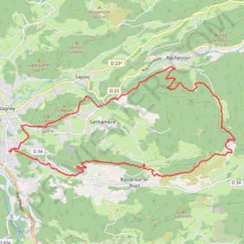 Trace GPS Vagney-Rochesson-Planois, itinéraire, parcours