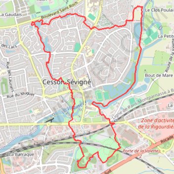 Trace GPS Cesson-Sévigné (les 5 parcs), itinéraire, parcours