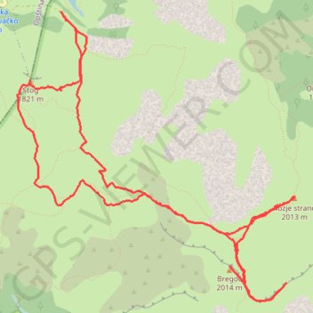 Trace GPS Zelengora - Bregoc - Kozije strane - Stog, itinéraire, parcours