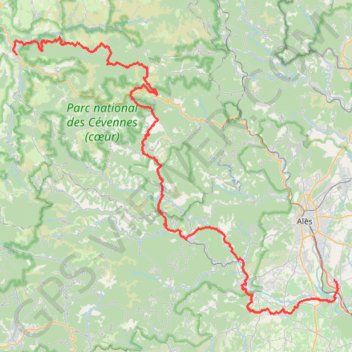 Trace GPS GR670 Chemin Urbain V. De Florac (Lozère) à Vézénobres (Gard), itinéraire, parcours