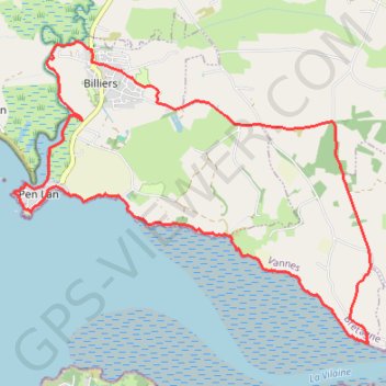 Trace GPS Entre campagne et mer à Billiers (version longue), itinéraire, parcours