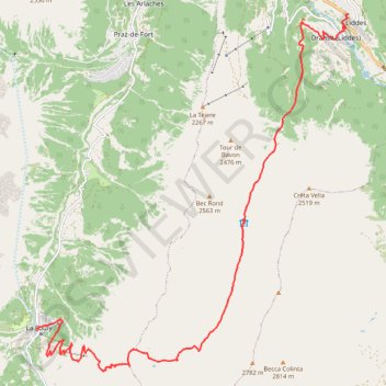 Trace GPS Liddes - La Fouly, itinéraire, parcours