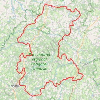 Trace GPS Parc Naturel Périgord-Limousin-Hte-Charente, itinéraire, parcours