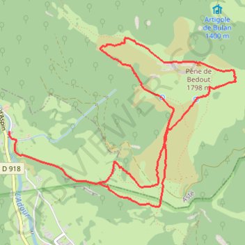 Trace GPS Pène de Bédout - Campan, itinéraire, parcours