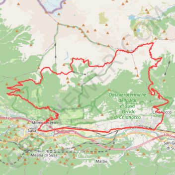 Trace GPS Chianocchio Colle croce di Ferro colle Coupe Val Susa, itinéraire, parcours