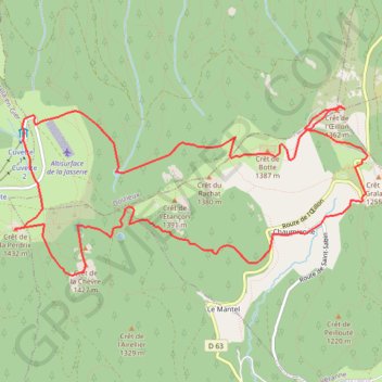 Trace GPS Crêt de la Perdrix (42) - Massif du Pilat, itinéraire, parcours