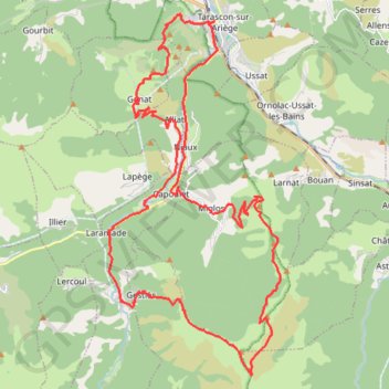 Trace GPS De Tarascon sur Ariège au Col du Sasc et au Col du Trou, itinéraire, parcours