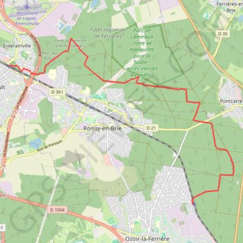 Trace GPS D'Emerainville à Ozoir la Ferriéres, itinéraire, parcours