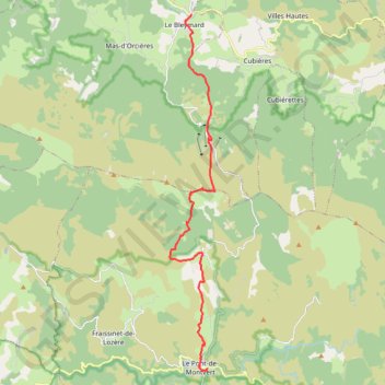 Trace GPS Le Bleymard - Pont de Montvert, itinéraire, parcours