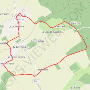 Trace GPS Circuit des Fermes - Gournay-le-Guérin, itinéraire, parcours